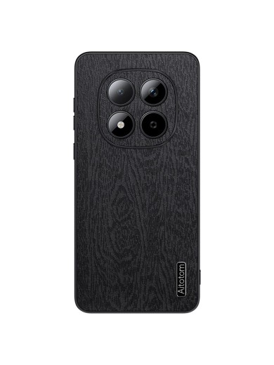Удароустойчив гръб от еко кожа с дървесна текстура за Xiaomi Redmi Note 15 Pro+ - черен
