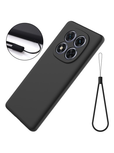 Предпазен устойчив на надраскване силиконов гръб с каишка за Xiaomi Redmi Note 15 Pro - черен