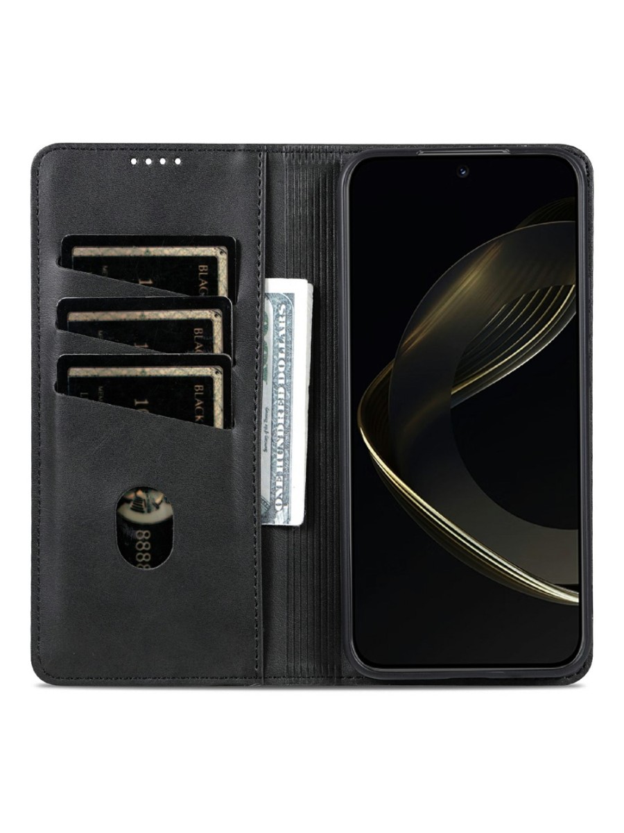 Калъф от еко кожа тип портмоне за Xiaomi Redmi Note - черен