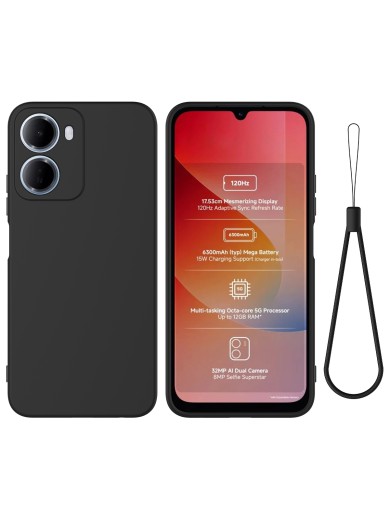 Предпазен устойчив на надраскване силиконов гръб с каишка за Xiaomi Redmi R70m - черен Предпазен устойчив на надраскване силиконов гръб с каишка за Xiaomi Redmi R70m - черен