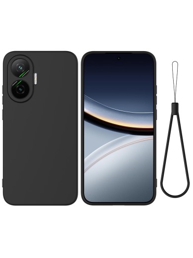Предпазен устойчив на надраскване силиконов гръб с каишка за Xiaomi Redmi Turbo 4 Pro - черен