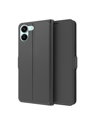 Удароустойчив калъф от еко кожа тип портмоне за Xiaomi Redmi Turbo 5 - черен
