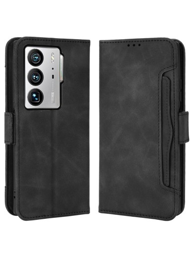 Калъф от еко кожа тип портмоне за ZTE Axon 40 Ultra - черен