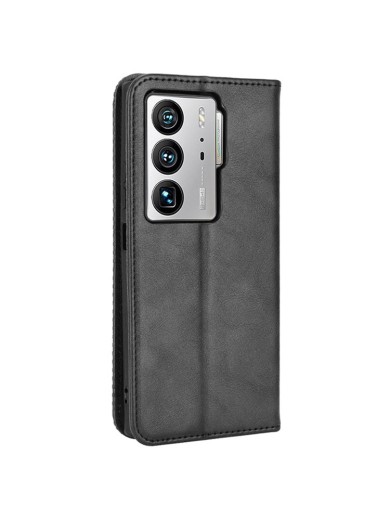 Калъф от еко кожа тип портмоне за ZTE Axon 40 Ultra - черен