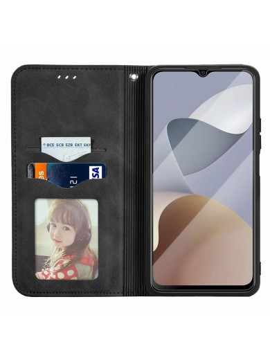 Калъф от еко кожа тип портмоне за ZTE Blade A54 - черен