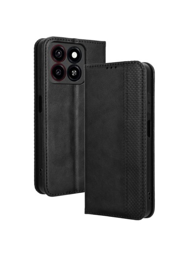 Калъф от еко кожа с мозаечни елементи тип портмоне за ZTE Blade A55 - черен Калъф от еко кожа с мозаечни елементи тип портмоне за ZTE Blade A55 - черен