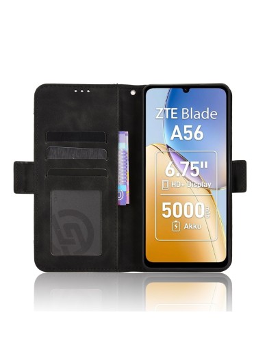 Калъф от еко кожа тип портмоне за ZTE Blade A56 - черен