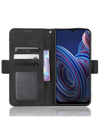 Калъф от еко кожа тип портмоне за ZTE Blade A72 5G - черен