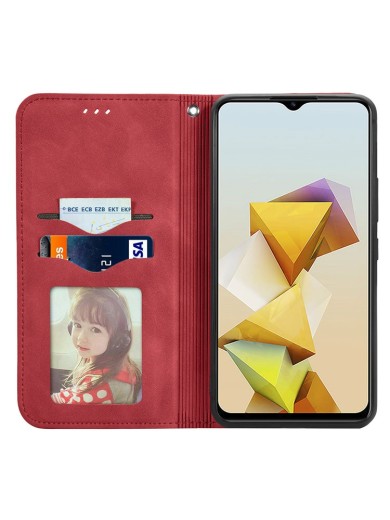Калъф от еко кожа тип портмоне за ZTE Blade A73 - червен