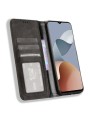 Калъф от еко кожа с ретро текстура тип портмоне за ZTE Blade A73 - черен