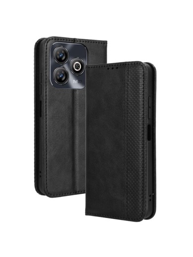 Калъф от еко кожа с мозаечни елементи тип портмоне за ZTE Blade A75 4G - черен