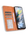 Калъф от еко кожа с мозаечни елементи тип портмоне за ZTE Blade A75 4G - кафяв