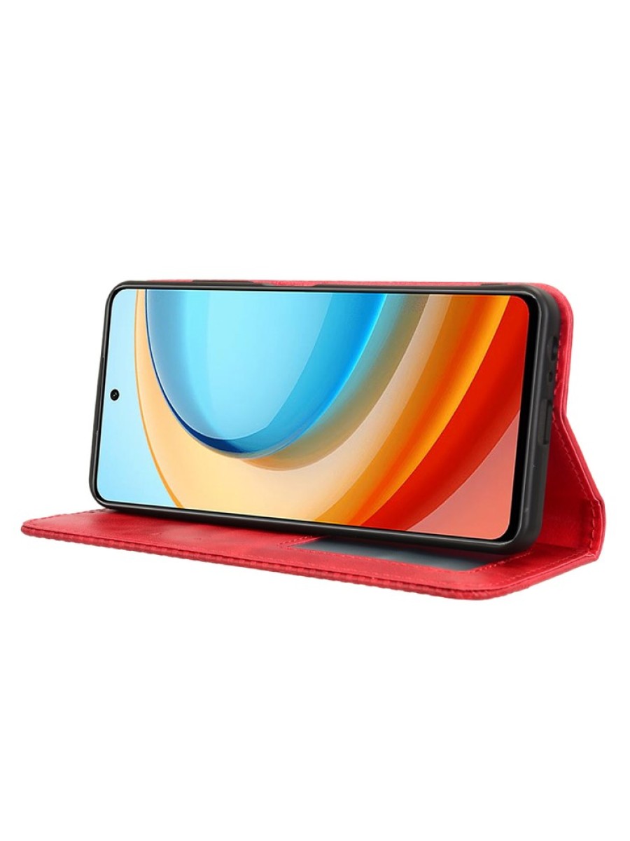 Калъф от еко кожа с мозаечни елементи тип портмоне за ZTE Blade A75 - червен