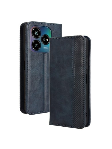 Калъф от еко кожа с ретро текстура тип портмоне за ZTE Blade V60 Design - син Калъф от еко кожа с ретро текстура тип портмоне за ZTE Blade V60 Design - син
