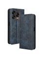 Калъф от еко кожа с ретро текстура тип портмоне за ZTE Blade V70 Design - син