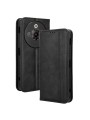 Калъф от еко кожа с ретро текстура тип портмоне за ZTE nubia Focus Pro - черен