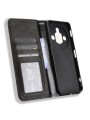 Калъф от еко кожа с ретро текстура тип портмоне за ZTE nubia Focus Pro - черен