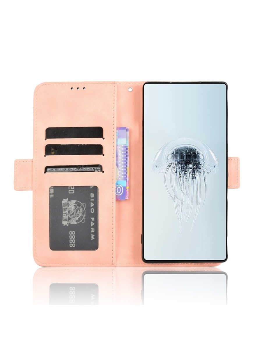 Калъф от еко кожа тип портмоне за ZTE nubia Red Magic 10 Pro+ - розов