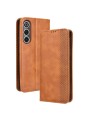 Калъф от еко кожа с ретро текстура тип портмоне за ZTE nubia RedMagic 10 Air - кафяв