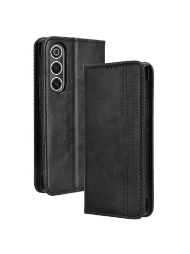 Калъф от еко кожа с ретро текстура тип портмоне за ZTE nubia RedMagic 10 Air - черен Калъф от еко кожа с ретро текстура тип портмоне за ZTE nubia RedMagic 10 Air - черен