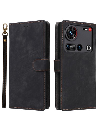 Калъф от еко кожа тип портмоне с RFID блокиране за ZTE nubia Z70 Ultra - черен